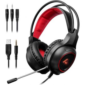Casque De Jeu Avec Microphone Et Lumi&egrave;re Led, Entr&eacute;e 3.5 Mm (Pour Pc, Ps4, Xbox One, Nintendo Switch Et Plus) - Neuf