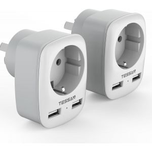 JGD-2 Paquet Adaptateur Voyage France vers Australie Chine, Adaptateur Prise Australie avec 2 USB, Prise France vers Australienne Chine Nouvelle Zelande Argentine, Type I - Neuf