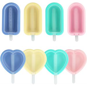 Kalanka-8 Pi&egrave;ces Moule &Agrave; Glace R&eacute;utilisables Pour B&eacute;b&eacute; Sans Bpa, Comprend Une Forme De C?Ur Unique, Avec Des B&acirc;tons En Plastique Moules &Agrave; Glace R&eacute;utilisables Popsicle, Pour Ice Cream Maison Dessert - Neuf