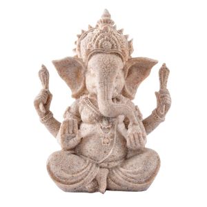 Ganesh Bouddha Elephant Statue Indienen Traditionnelle Figurine Artisant D&eacute;coration de Maison Gr&egrave;s Sculpture Figurine Fait &agrave; la Main - Neuf