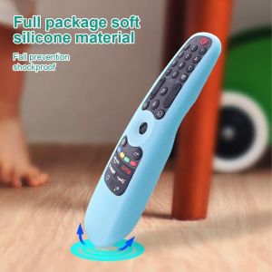 2 Pi&egrave;ces Housse Coque En Silicone Pour T&eacute;l&eacute;commande Magic Lg Mr21ga Mr22ga Mr23ga Mr24ga (Noir+Bleu) - Neuf