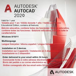 Autocad 2020 1 An De Licence | Windows (64 Bit Seulement) | Livraison Numérique En 24h | Guide De Téléchargement Du Logiciel Inclus | Version Française (D'autres Langues Disponibles) | - Neuf