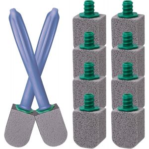 Eryi-Pierre Ponce Brosse Toilettes Wc,10 Recharges De Nettoyage Ponce Avec Poignée Réutilisable,Nettoyage Efficace,Pour Les Toilettes, Les Cuisines,Les Éviers Et Les Lavabos - Neuf