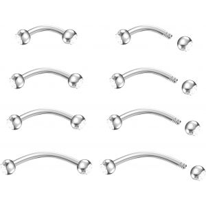 Nbgcm-1.0mm/1.2/1.6mm Implant Grade Titane Courbé Barbell Banane Rook Avant Helix Sourcils Anneaux Vertical Labret Piercing - Neuf