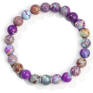 Loc-Bracelet En Pierre Pr&eacute;cieuse Pour Femme-Pierres Naturelles De Gu&eacute;rison-Pierre De Lune-Jaspe-Bracelet &Eacute;lastique Avec Signification-Bijou Chakra-Cadeau Pour Fille Et Femme-Bracelet De Yoga - Neuf