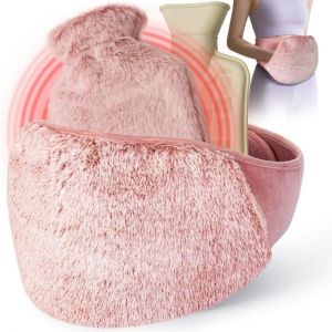 Jgd-3 En 1 Bouillotte Ceinture, Bouillotte Regles Douloureuses, Bouillotte Peluche Ventre, Bouillotte De 1,2 L Avec Housse, En Caoutchouc, Bouillotte Eau Chaude Pour Chauffe Main &Eacute;paule Dos - Neuf