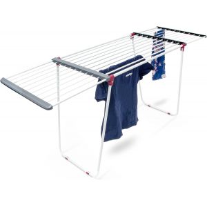 KGABERY-Séchoir À Linge Sur Pied Rétractable Pour Usage Intérieur Extérieur Étendoir À Vêtements Avec Rallonges,Blanc - Neuf