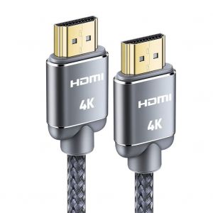 Câble HDMI 4K 6m Câble HDMI par Ethernet en Nylon Tressé Supporte 3D/ Retour Audio-Cordon Hdmi pour Lecteur Blu-Ray/PS-3/ PS-4/ for Netfix/for Fire TV/Ecran-Gris - Neuf