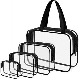 MAA-Trousse de toilette de voyage transparente, trousse de maquillage pour femme, trousse assortie dans différentes tailles, Noir - Neuf