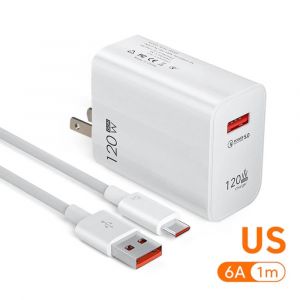 120w Usb Chargeur Rapide Charge Rapide 3.0 Usb C C&acirc;ble Type C C&acirc;ble De Charge Adaptateur De Chargeur De T&eacute;l&eacute;phone Pour Iphone 14 Xiaomi Samsung Huawei--Us-White-6a - Neuf