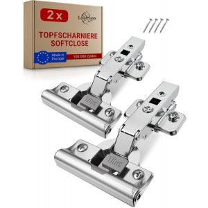 Charni&egrave;re Porte Placard &Oslash; 35 mm - avec Amortisseur Integr&eacute;, Lot de 2 Amortisseurs Porte Placard avec Gabarit de Per&ccedil;age - Charni&egrave;re pour Porte Cuisine &agrave; Fermeture Douce - Neuf