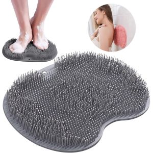 Silicone Massage Du Dos Tapis, Antiderapant Retour De L'epurateur Avec Des Tasses D'aspiration, De Retour De L'epurateur - Nettoie, Exfolie & Massages De Votre Dos (Gris) - Neuf