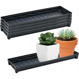 ERYI-5 Pièces Plateau De Pot De Fleur 41X11,5X4 Cm Soucoupes De Jardinière Plateau Rectangulaire En Plastique Bac À Plantes Pour Rebord De Fenêtre Pour Pot De Fleurs Succulentes - Neuf