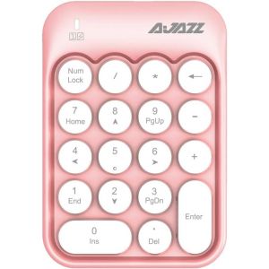 ERYI-X Ajazz Ak18 Clavier Numérique Sans Fil, Pavé Numérique Portable 2,4 Ghz Avec Clé Ronde Rétro Et Récepteur Usb Clavier Numérique De Comptabilité Financière Pour Mac, Pc (Rose Blanc) - Neuf