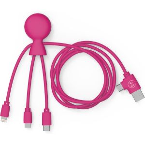Mr Bio 1M Câble Multi Usb 4 En 1 En Forme De Pieuvre - Chargeur Universel En Plastique Recyclé - Prise Usb Universel Usb-C, Ligthning,Micro Usb, Usb Pour Smartphone Universelle - Rose - Neuf