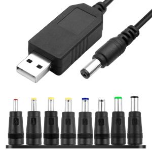 JGD-C&acirc;ble USB vers DC 12 V 1 m universel USB vers DC Power Chager Cordon 5,5 x 2,1 mm Adaptateur avec 8 connecteurs CC interchangeables C&acirc;ble de charge rapide 12 V Adaptateur CC compatible avec - Neuf