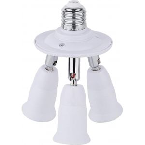 Kalanka-Adaptateur E27 3 En 1 Pour Studio, Douille Triple A Vis Pour Ampoules Led, Support De Plafonnier De Trois Lampes, Douille Multiple E27 Pour Lampe Uv Disco, Blanc - Neuf