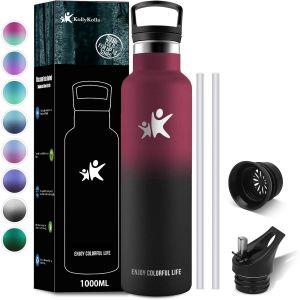 Shiba-Gourde Isotherme 1l, Gourde Inox Avec En Paille, Bouteille D'eau Sans Bpa, Bouteille Isotherme En Acier Inoxydable, Réutilis[6 - Neuf