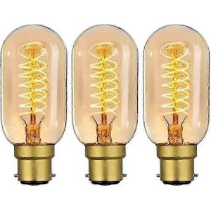 40W B22 Vintage Edison ampoules à baïonnette dimmable,B22 BC Filament Vintage Ampoule à baïonnette blanc chaud,T45 Antique Retro Ampoule 230V (paquet de 3) - Neuf