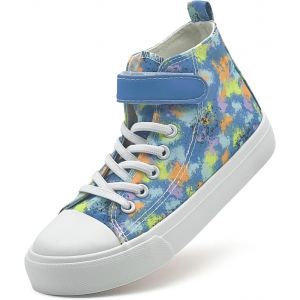 Utigh-Filles Entraîneurs Haut Haut Enfants Easy Fasten Toile Chaussures Bambin Garçons Léger École Pe Escarpins Chaussures Occasionnelles - Neuf