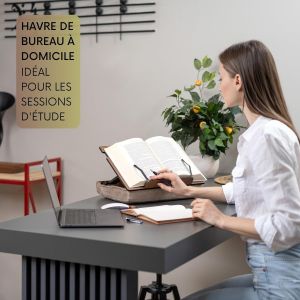 MEVRONISSHOP-Vigo Wood Porte-Livre avec Rangement, Support Livre, Pupitre de Lecture, Chevalet Livre, Lutrin, Support Tablette Bois, Support Livre Lit, Support Livre Ouvert, Repose Livre, Porte Livre - Neuf