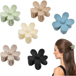 Lot De 6 Pinces À Cheveux Fleur Mat, Grandes Pinces À Griffes Pour Femmes Cheveux Épais/Fins, Boîte Incluse, Grandes Pinces À Cheveux Mignonnes Pour - Neuf