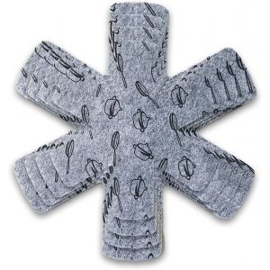 Jexnovashop-16 Pcs Protections De Po&ecirc;le En Feutre,R&eacute;sistant &Agrave; La Chaleur Protection Empilable Antid&eacute;rapante Pour Po&ecirc;les, Casseroles Et Bols,4 Tailles (17/20/26/30cm) Gris - Neuf