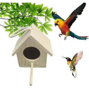 Chenquansarl-Maison De Nids D'o Au, Nichoirs En Bois Naturel, Cage En Bois Pour O Aux, Nichoir Pour O Aux En Bois, Boîte De Nids D'o Aux, Pour Pinsons, Inséparables, Perruches, Conures, Perroquets - Neuf