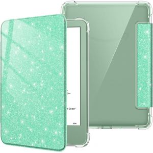 GUOP-Étui Pour 6"" Kindle (11E Génération,Modèle 2024/2022),Étui Transparent En Tpu Souple Housse Veille/Réveil Auto,Vert Paillette - Neuf