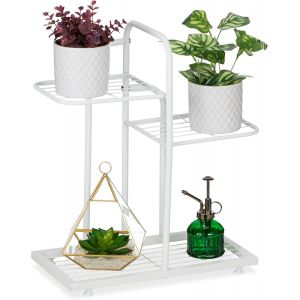 &Eacute;tag&egrave;re &agrave; Plantes,3 Niveaux,en Acier,H x L x P : 50,5 x 44 x 22 cm,pour int&eacute;rieur/ext&eacute;rieur,banche - Neuf