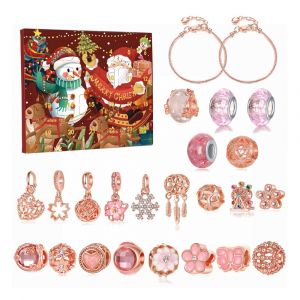 Kit de bracelet calendrier de l'Avent &agrave; faire soi-m&ecirc;me avec 22 breloques et 2 bracelets pour la cr&eacute;ation de bijoux - Neuf