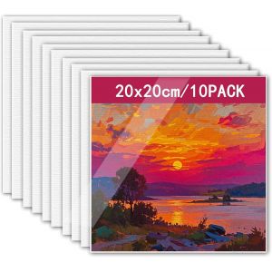 Lot De 10 Petites Toiles &iquest;&iquest; Peindre - 20 X 20 Cm - Pour Peintures Acryliques - Carton De 3 Mm D'&iquest;&iquest;Paisseur Pour Artistes, Amateurs, D&iquest;&iquest;Butants, Enfants - Pour Acrylique, Aquarelle, Peinture &iquest;&iquest; L'huile - Neuf