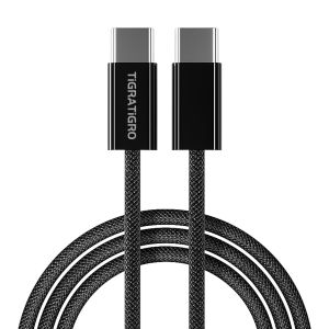 Câble USB C vers USB C PD Charge Rapide 60W Câble USB Type C Nylon Tressé Compatible avec iPhone 15 iPad Galaxy S24 S23,Huawei,OnePlus,Google Pixel (3M, Noir) - Neuf
