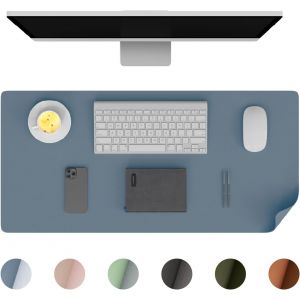 KALANKA-Sous-main Bureau, Tapis de bureau en cuir PU, grand tapis de souris, protection de bureau antidérapant, bloc de bureau imperméable pour bureau et maison (bleu, 80 x 40 cm) - Neuf