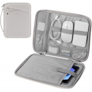 Housse De Protection 9-11 Pouces Avec Poign&eacute;e,Sac De Voyage Rembourr&eacute; Pour Nouvel Ipad Air 11 Pouces M3 2025,Ipad A16 11"",Ipad Pro 11 M4,Ipad 10/9/8/7,Tab S9/S8 11,Gris + Blanc - Neuf