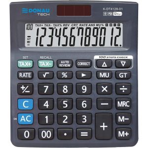 Calculatrice De Bureau Tech/K-Dt4128-01 Fonction Racine 12 Chiffres/ 140X122X22Mm/ Couleur: Noir/Calculatrice Avec Affichage 12 Chiffres/Double Alimentation/Garantie 5 Ans[Z673] - Neuf