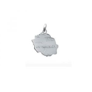 Pendentif - Bijouxia - Carte &Icirc;le De La R&eacute;union - Argent Massif 925 - Poids 2,24 G - 45 Cm Cha&icirc;ne - Neuf