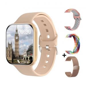 Nouvelle montre 10 montre intelligente hommes temp&eacute;rature corporelle BT appel NFC toujours sur affichage GPS Sport montres femmes Smartwatch pour Apple Android Gold add 3 strap - Neuf