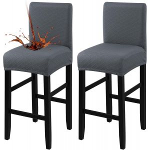 Eryi-Housse De Tabouret De Bar Imperméable Couverture De Chaise Haute De Bar Extensible Lavable Pour Chaise De Salle À Manger Courte (2 Pcs, Gris Foncé) - Neuf