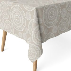 Sjzg-Nappe Anti-Taches Pour Table Rectangulaire Taille 140 X 140 Cm - Nappe Anti-Taches Au Toucher Extra Douce Et Imperm&eacute;able, Couleur Beige - Neuf