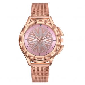 Montre-Bracelet Elegante A Quartz Pour Femme Avec Bracelet En Strass (Rose) - Neuf
