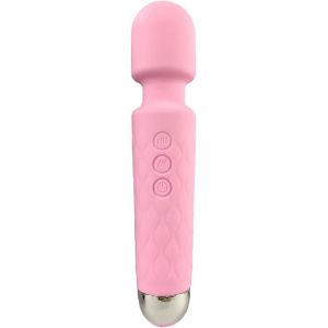Baguette De Massage Électrique Sans Fil Avec 8 Vitesses Puissantes Et 20 Modes De Vibration Magic Wand - Mini Masseur Personnel Silencieux, Étanche Et Rechargeable (Rose Clair) - Neuf