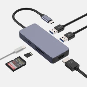 Usb C Hub Vers Hdmi Adaptateur, 6 In 1 Hub Usb Type-C (2 * Usb 3.0, Hdmi, Pd, Sd/Tf Slot) Compatible Pour Surface/Dell/Lenovo/Samsung Compatible Avec Windows 10,8,7,Xp/Mac Os/Linux[Z1424] - Neuf
