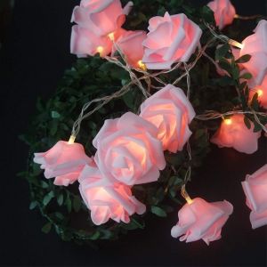 Jgd-Fantes Guirlande Lumineuse Led &Agrave; Piles Motif Fleurs Roses Diam&egrave;tre 6 Cm, Pe (Poly&eacute;thyl&egrave;ne)., Rose, 6.6ft 20led - Neuf