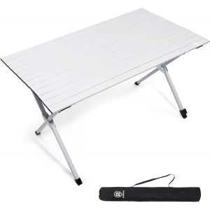 Ulteronixshop-Table De Camping Pliante 120x70cm, Plateau De Table En Aluminium, Capacit&eacute; De Charge 80kg, Pour 4-6 Personnes, Avec Sac De Transport Pour Camping Jardin Balcon, Blanc - Neuf