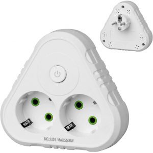 Power Strip With Individual Switches, Power Strip With 2 Sockets, Extension Power Socket For Home Office (White) - Neuf