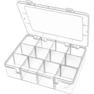 Kalanka-Boite Rangement Plastique, 12 Grids Boite De Rangement Compartiments, Petite Boîte De Rangement Transparente Boite Plastique Pour Perles, Boucles Doreilles, Outils, Crochet De Pêche - Neuf