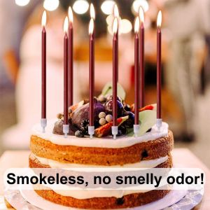 36 Pi&egrave;ces Bougies De G&acirc;teau D'anniversaire, Bougie Anniversaire Longue Avec Supports, Bougies Fine Pour La D&eacute;coration De F&ecirc;te De G&acirc;teau De Mariage D'anniversaire (Rouge)[Z2391] - Neuf