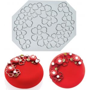Kalanka-G&acirc;teau Dentelle Moule, Silicone Dentelle Fondant Moules, Sucre Artisanat Impression Moule G&acirc;teau Comestible Cuisine Mol&eacute;culaire D&eacute;coration, 2 Trous Coeur-Kalanka - Neuf