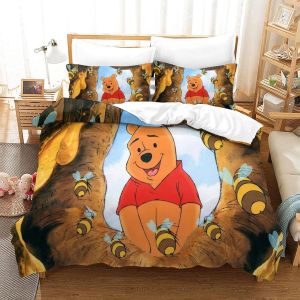 Winnie The Pooh Housse De Couette En D Sur Le Th&iquest;&iquest;Me De Cartoon Parure De Lit Pi&iquest;&iquest;Ces En Microfibre Style Avec Taie D'oreiller King&pound;&iquest;Xcm&pound;&copy; - Neuf